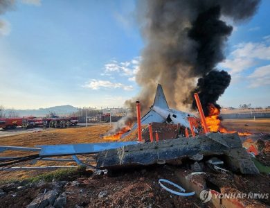 South Korean Plane Crashes and Catches Fire
