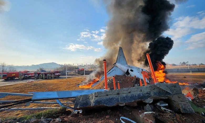 South Korean Plane Crashes and Catches Fire