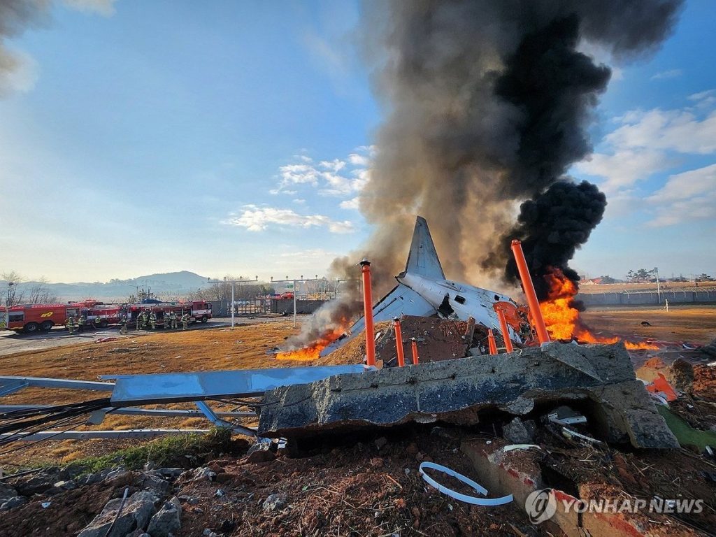 South Korean Plane Crashes and Catches Fire