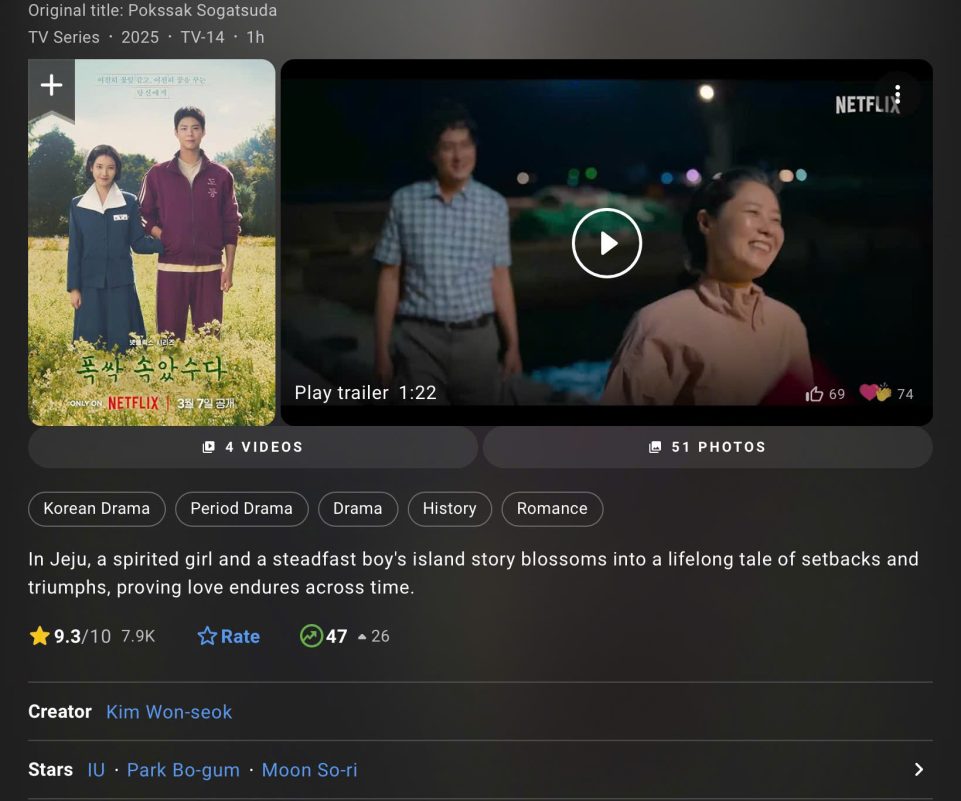 When Life Gives You Tangerines Shatters Records Highest IMDb Score in Korean Drama History