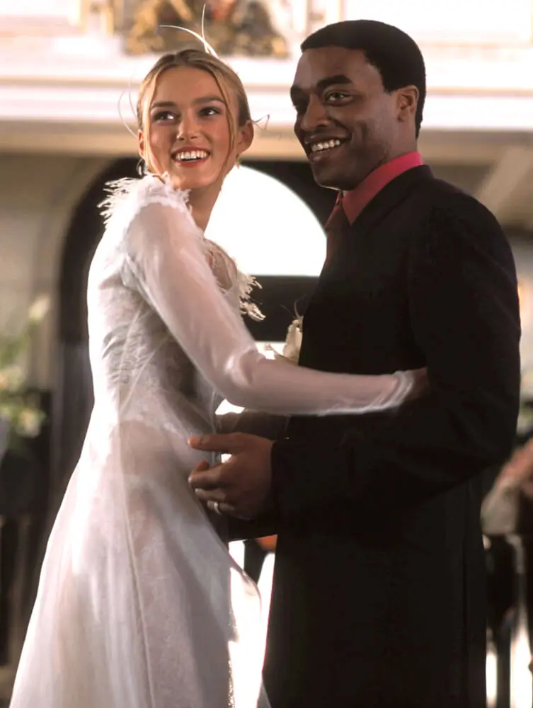 most beautiful movie brideswedding-KeiraKnightley-ChiwetelEjiofor-couple.