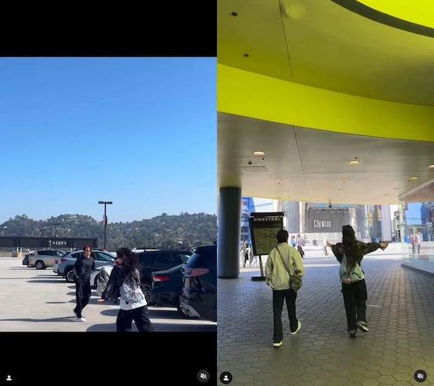 jiyeon amber reunionparkinglot-Hollywood-CityWalk-sunnyday.