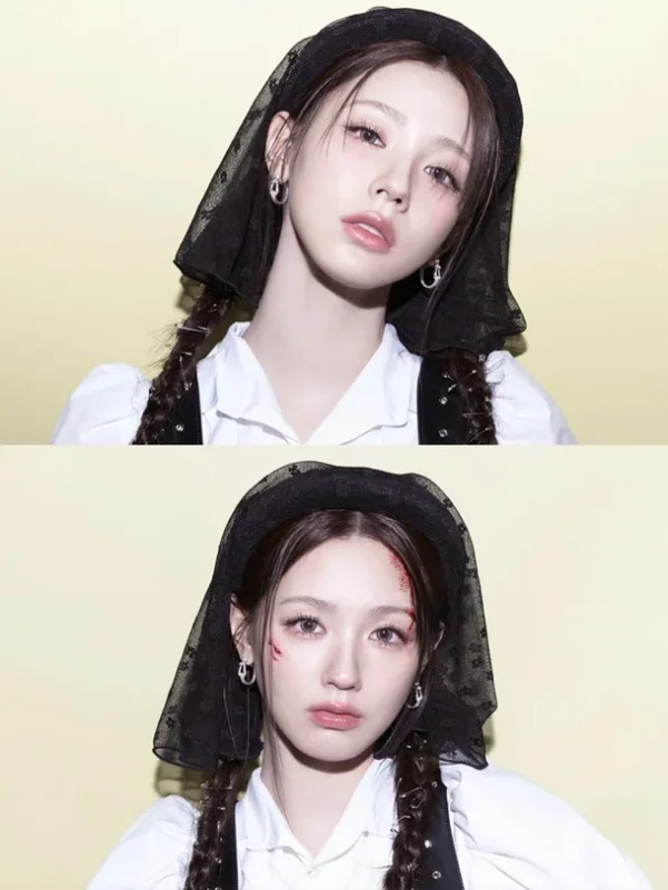 i-dle good thing conceptwoman-veil-braids-makeup.
