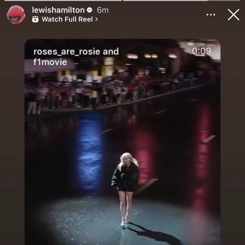 Rosé Messy songroses_are_rosie-f1movie-lewishamilton-instagramstory.