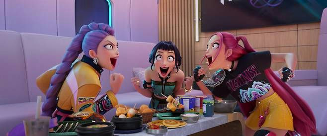 k-pop: demon hunters maggie kanganimated-characters-food-table-excitement.
