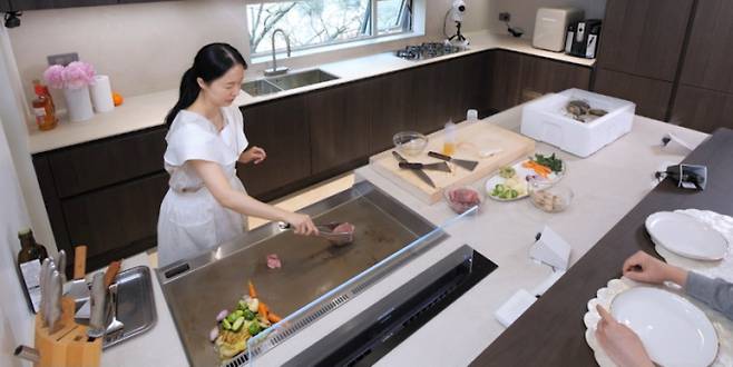 lee jung-hyun luxury kitchen controversywoman-teppanyaki-cooking-kitchen.