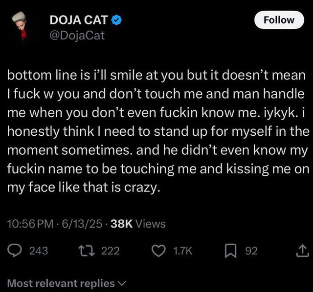 doja cat fan shirt controversyDojaCat-Tweet-Boundaries-Consent.