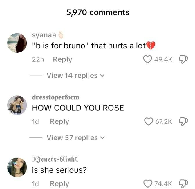 Rosé Bruno Mars interview criticismcomments-replies-likes-username.