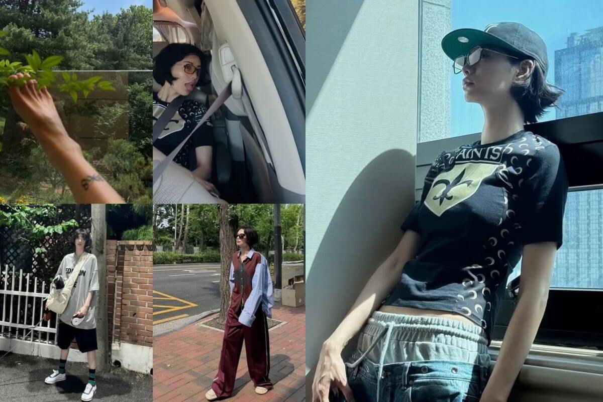 Nana Rocks No-Bra Look with Fading Full-Body Tattoo