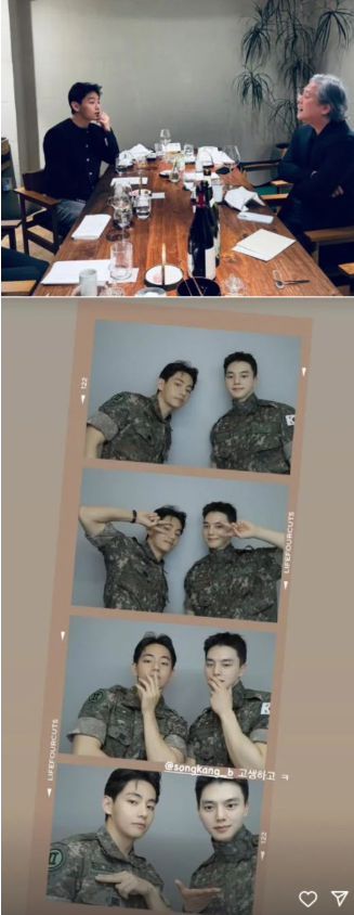 bts rm v dischargeDinner-Men-Uniforms-Socializing.
