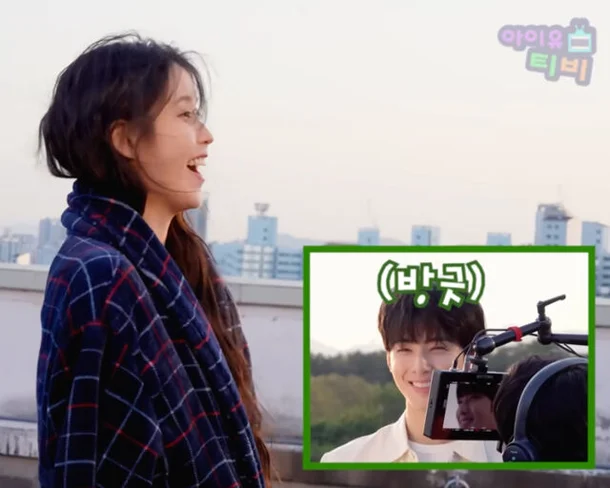 iu cha eun-woo a beautiful person mvIU-Rooftop-Filming-Smile.