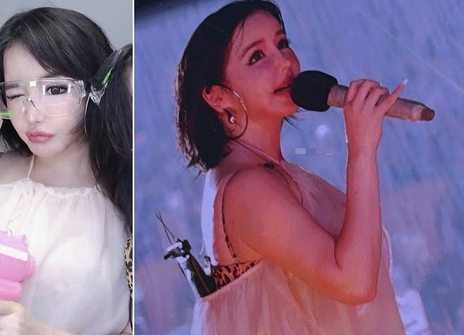 Park Bom WATERBOMB fancamwoman' 'microphone' 'sunglasses' 'singing.
